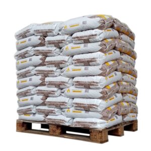 Sunfire-Pellets – Packung mit 70 Säcken à 15 kg.